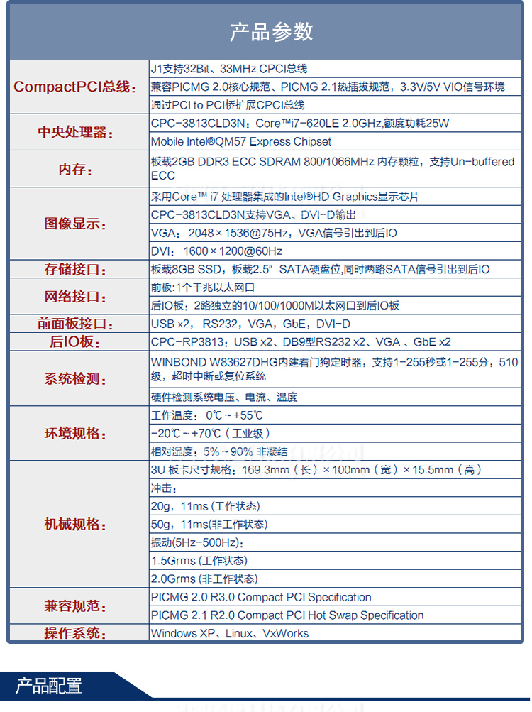 研祥3U COMPACTPCI INTEL I7高性能計算機CPC-3813CLD3N