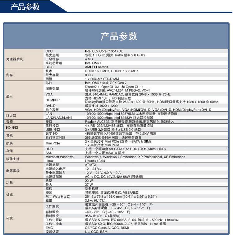 全新研華 無風扇嵌入式工控機 豐富IO ARK-2000系列 ARK-2150F