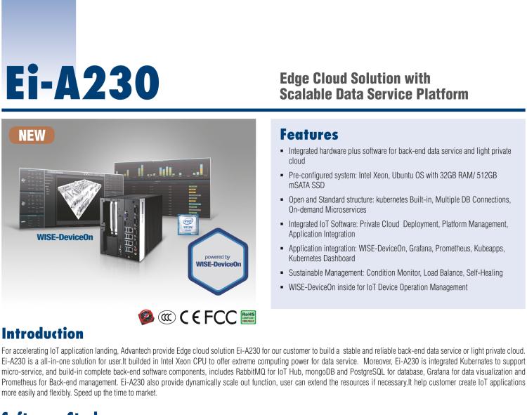 研華EI-A230 研華 EI-A230，邊緣計(jì)算系統(tǒng)服務(wù)器，搭載Intel Xeon E3-1275 V6 CPU，32GB RAM，512GB mSATA SSD，1T HDD *2，預(yù)裝Ubuntu 16.04操作系統(tǒng)。
