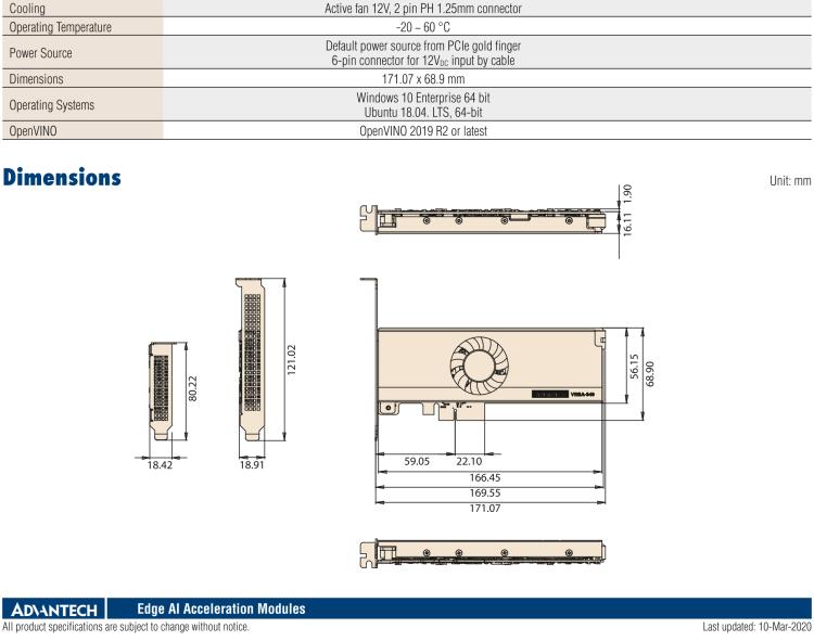 研華VEGA-340 基于Intel Movidius? Myriad? X VPU，PCIe x4 Edge AI 模塊，VPU*4 or VPU*8