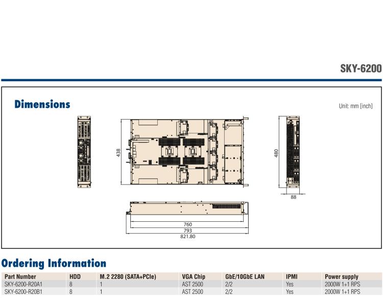 研華SKY-6200 2U 機(jī)架式 GPU 服務(wù)器,搭載Intel? Xeon?Scalable 處理器 支持4 x PCIe x16 雙層FH/FL卡或者8 x PCIe x8 單層 FH/FL卡