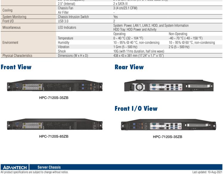 研華HPC-7120S 1U 上架式服務(wù)器短機(jī)箱，適用Micro ATX/ATX 服務(wù)器主板，支持1*全高/半長PCIe x16擴(kuò)展插槽