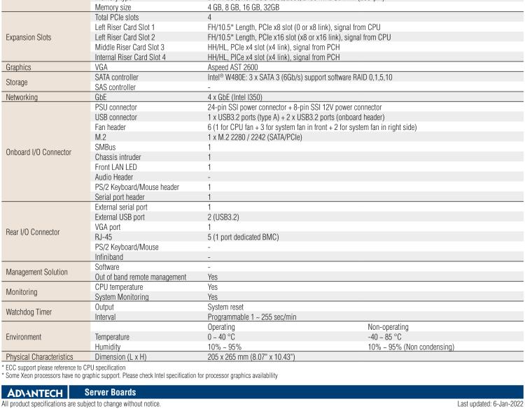 研華ASMB-610 LGA 1200 Intel? Xeon? W & 第十代 Core?專用服務器主板，帶4 x DDR4, 1 x PCIeX16, 2 x PCIeX4, 5 x USB 3.2, 3 x SATA 3, Quad LANs and和 IPMI