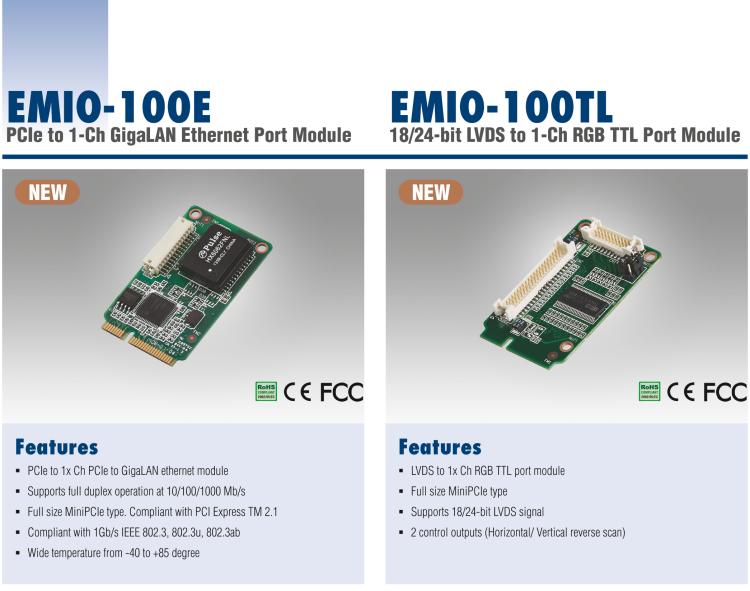 研華EMIO-100E GigaLAN 以太網(wǎng)模塊、1-Ch、PCIe I/F