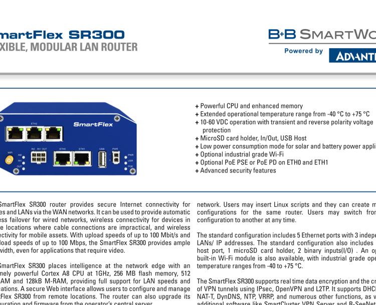 研華BB-SR30019110-SWH SmartFlex, Global, 5x Ethernet, Wi-Fi, PoE PD, Plastic, Without Accessories