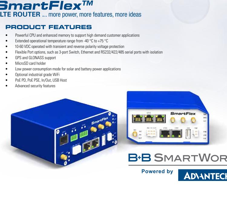 研華BB-SR30309125-SWH LTE 路由器、5E、USB、2I/O、SD、2S、PD、SL、Acc、SmartWorx Hub