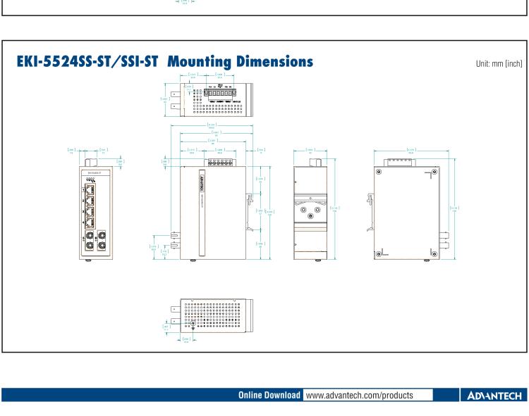 研華EKI-5524MMI-ST 2光4電百兆ProView(組態(tài))系列工業(yè)以太網(wǎng)交換機(包含單模/多模、SC/ST接口)