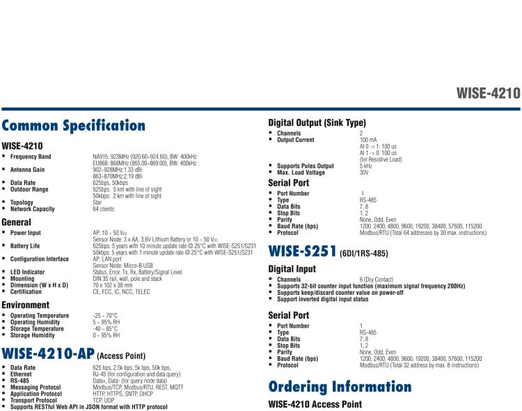 研華WISE-4210-S231 帶有溫濕度傳感器的LPWAN無(wú)線傳感器節(jié)點(diǎn)