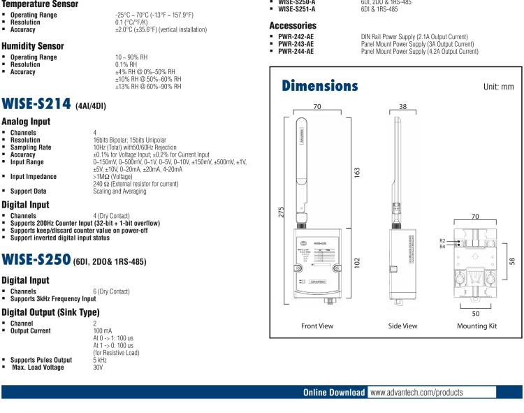 研華WISE-4220 WiFi 2.4G無(wú)線I/O模塊