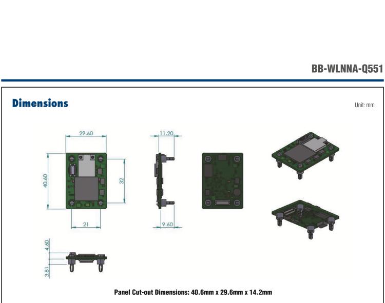 研華BB-WLNNA-Q551 Wi-Fi Dual Band Access Point Embedded Module, UART Interface