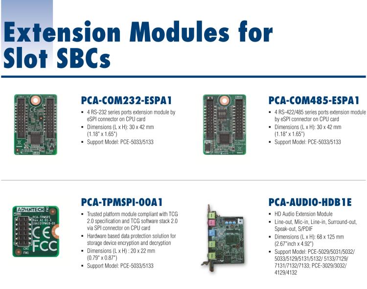 研華PCA-TPM Trusted platform module compliant with TCG 1.2 / 2.0 specification and TCG software stack 1.2 / 2.0 via LPC connector on CPU card.