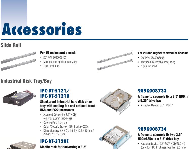 研華IPC-DT-3120E Disk Tray: transfer 3.5" HDDx1 to 2.5" HDD x2