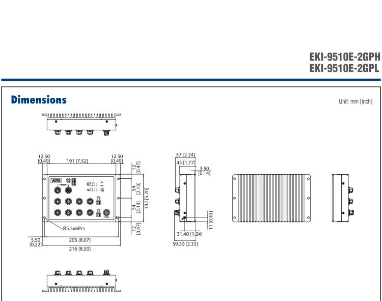 研華EKI-9510E-2GPH EN50155 Unmanaged PoE Ethernet Switch with 8FE+2GE bypass, 72-110 VDC