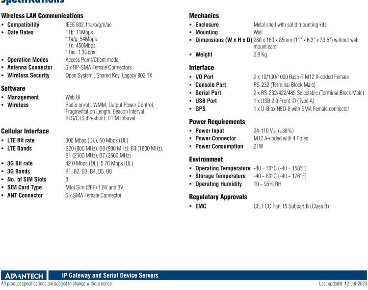 研華EKI-9502G EN50155 Train-To-Ground Wi-Fi/Cellular Router