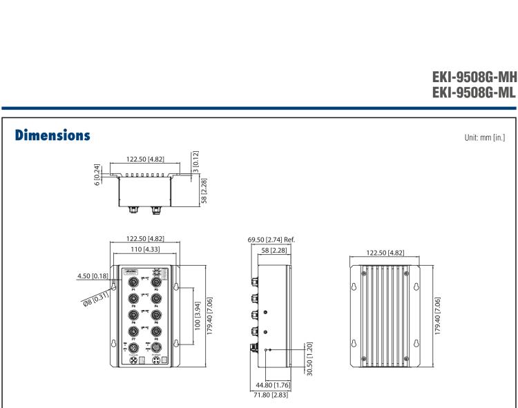 研華EKI-9508G-MH EN50155 Managed Ethernet Switch with 8GE, 72-110 VDC