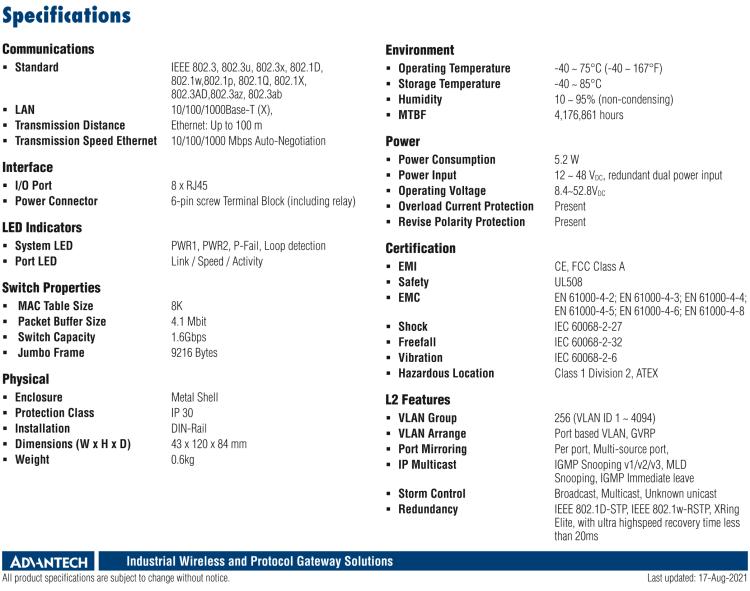 研華EKI-5728I-MB 8 Ports Entry-Level Managed Switch