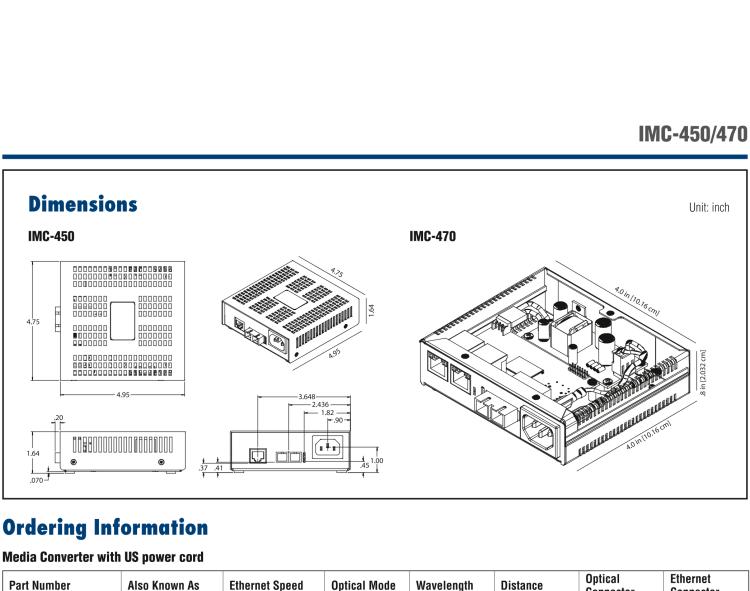 研華IMC-470-MM-US Standalone Media Converter, 1000Mbps, Multimode 850nm, 550m, SC, AC adapter (also known as Giga-McBasic 856-30601)