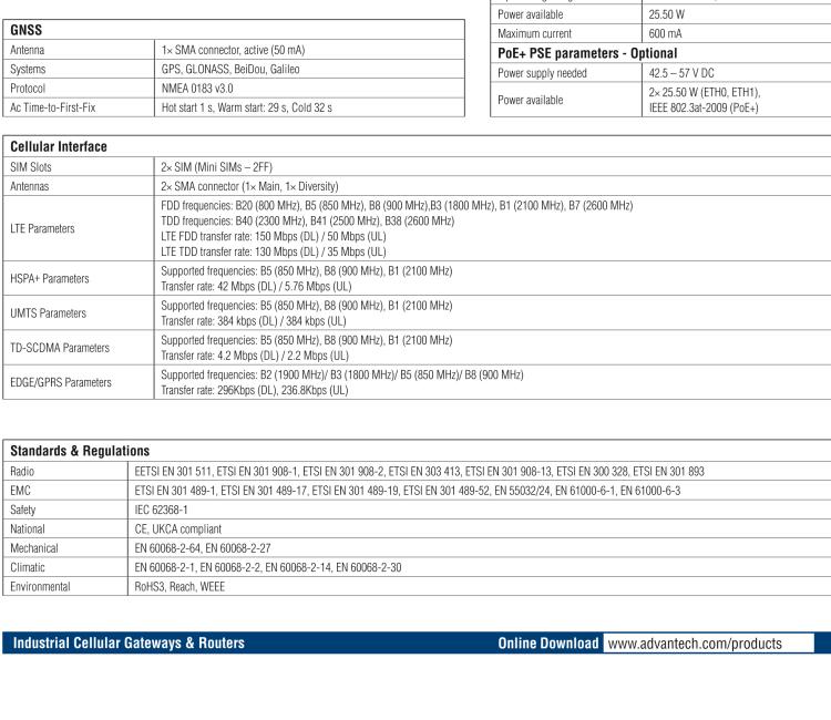 研華BB-SR30418125 SmartFlex, EMEA/LATAM/APAC, 5x Ethernet, Wi-Fi, PoE PSE, Metal, International Power Supply (EU, US, UK, AUS)