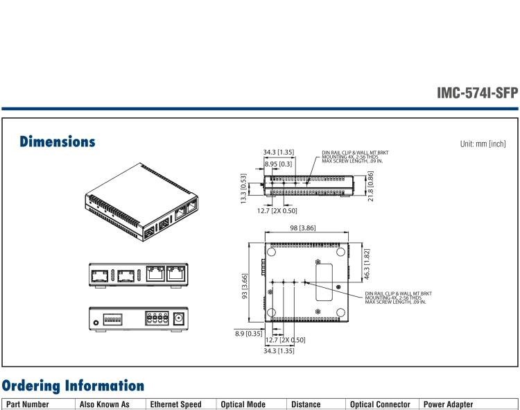 研華IMC-574I-SFP Managed Hardened Media Converter, 1000Mbps, 2xSFP (also known as IE-Multiway 854-11121)