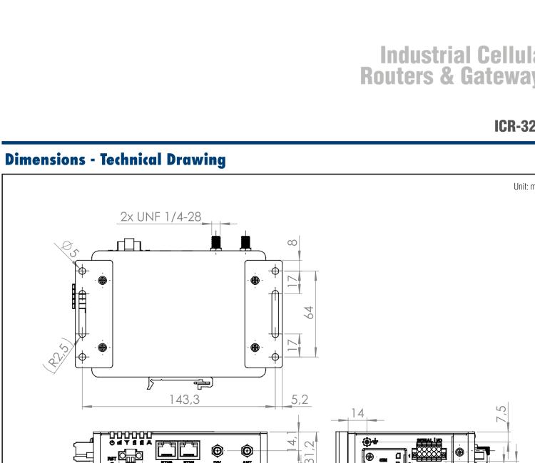 研華ICR-3232 ICR-3200, AUS/NZ, 2x Ethernet, 1x RS232, 1x RS485, Metal, Without Accessories