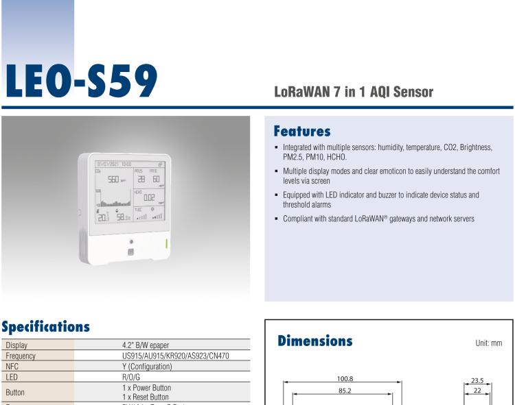 研華LEO-S592 LoRaWAN 7 in 1 AQI Sensor