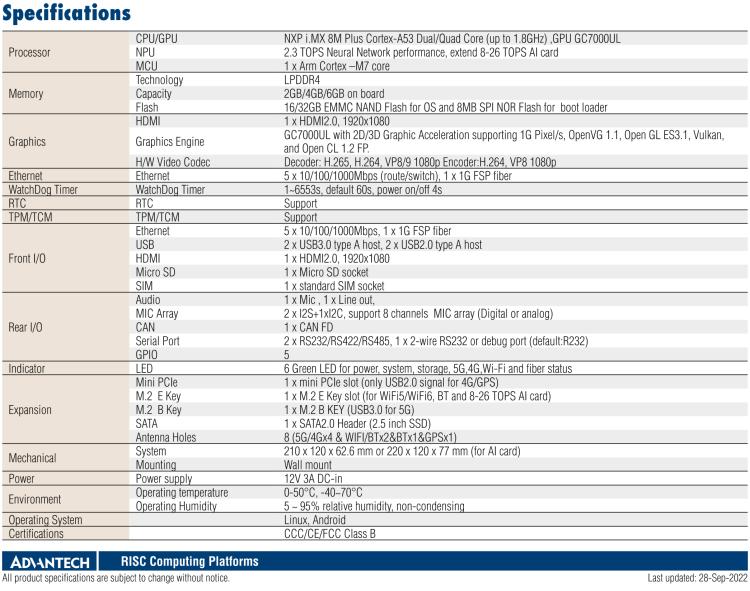 研華EPC-R5710 基于NXP i.MX 8M Plus的AI邊緣智能系統(tǒng)