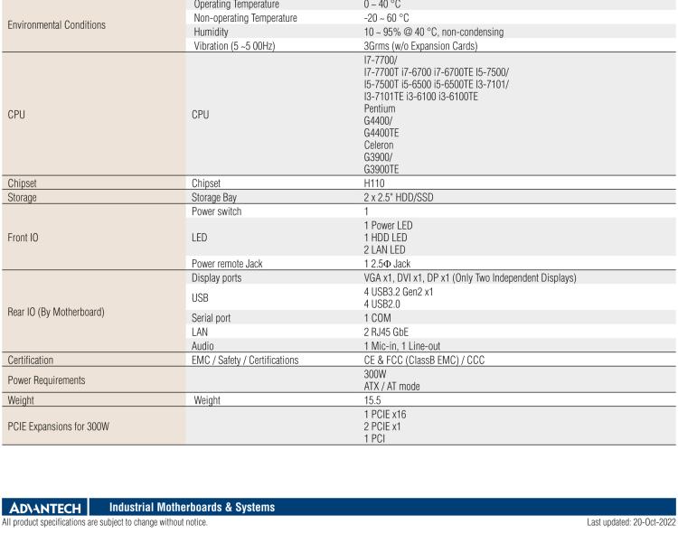 研華EPC-B5505 適配Intel? 第6/7代 Core ? i/Xeon E3系列處理器，搭載H110芯片組。標準4U上架，廣泛適用于各種行業(yè)。