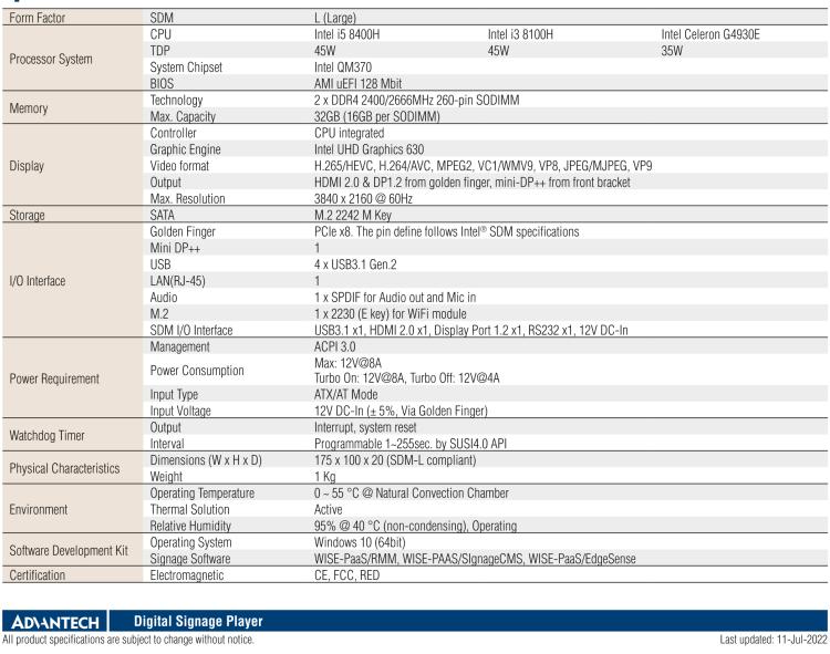 研華DS-200 Intel ? 第八代 Core? i3/i5 SDM，支持4K三顯的數字標牌播放器