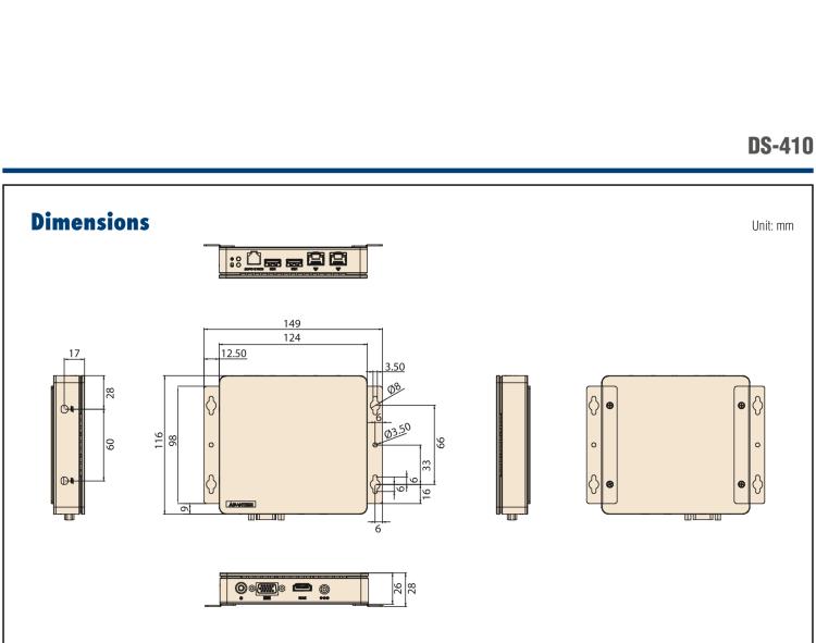 研華DS-410 Palm-size mini PC for hospitality and signage application