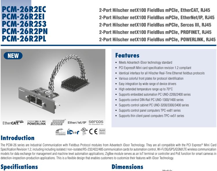 研華PCM-26R2PN 2端口 Hilscher netX100 現(xiàn)場總線 mPCIe, PROFINET, RJ45