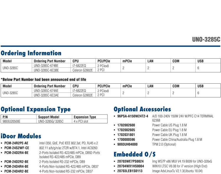 研華UNO-3285C 搭配Intel? Core?處理器，4×PCI(e) 擴展槽，2 x GbE, 2 x mPCIe, HDMI, DVI-I