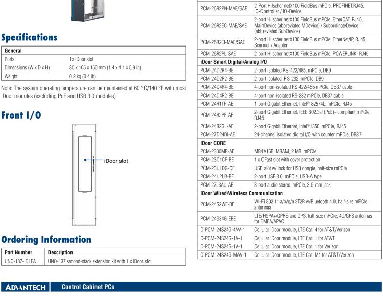 研華UNO-137 DIN導(dǎo)軌控制器，配備Intel?Atom?E3940 CPU、2個LAN、2個COM、3個USB 3.0、1個USB 2.0、2個DP 1.2、8個DI、8個DO、1個M.2、1個mPCIe、TPM 2.0