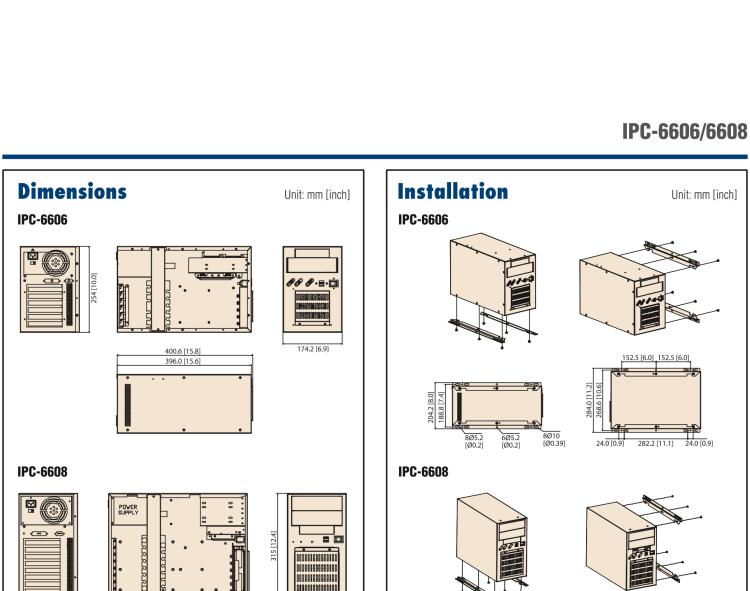 研華IPC-6608 8/6槽桌上/壁掛式機箱/標準PS/2電源與冗余電源