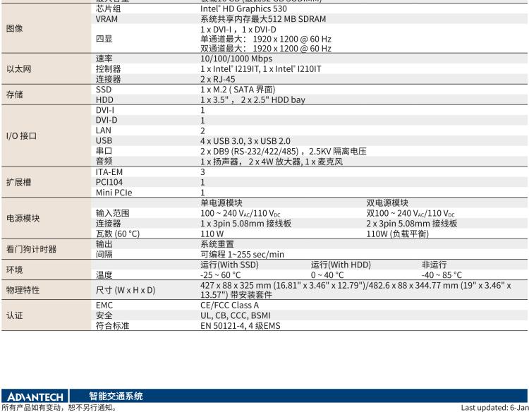 研華ITA-2231 英特爾?第六代酷睿?i處理器2U無(wú)風(fēng)扇系統(tǒng)； 符合EN 50121-4的鐵路應(yīng)用