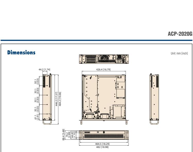 研華ACP-2020G 2U Rackmount Chassis for ATX and uATX Motherboard