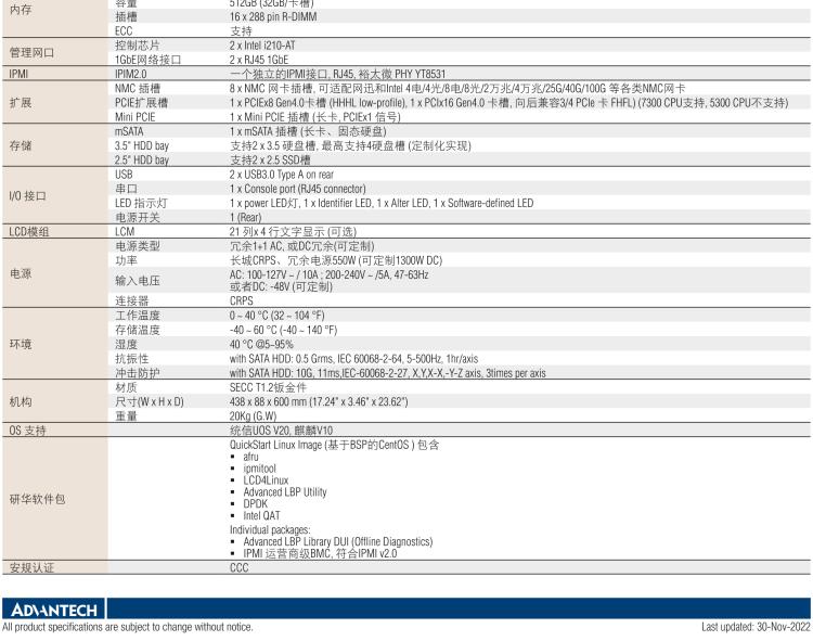 研華FWA-60H2 CPU采用海光7300/5300系列處理器，BIOS采用冗余設(shè)計，國產(chǎn)百敖源代碼，支持國產(chǎn)UOS/麒麟操作系統(tǒng)