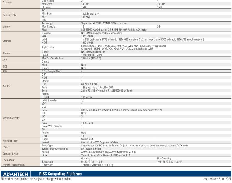 研華RSB-6410 基于NXP ARM Cortex-A9 i.MX6 Dual/Quad 的Mini-ITX工業(yè)主板， 支持Linux Yocto/Android