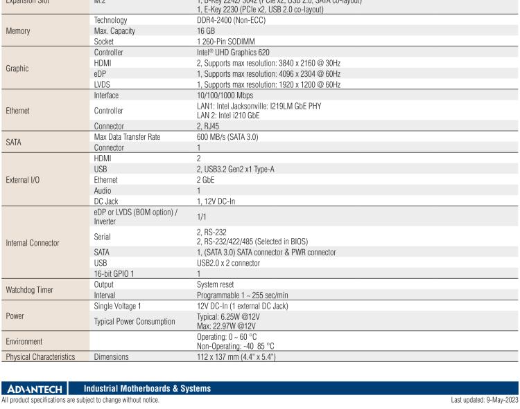 研華AIMB-U233 板載Intel 第8代 U系列 Core i3/i5/i7 處理器。低功耗高性能，無風(fēng)扇設(shè)計。