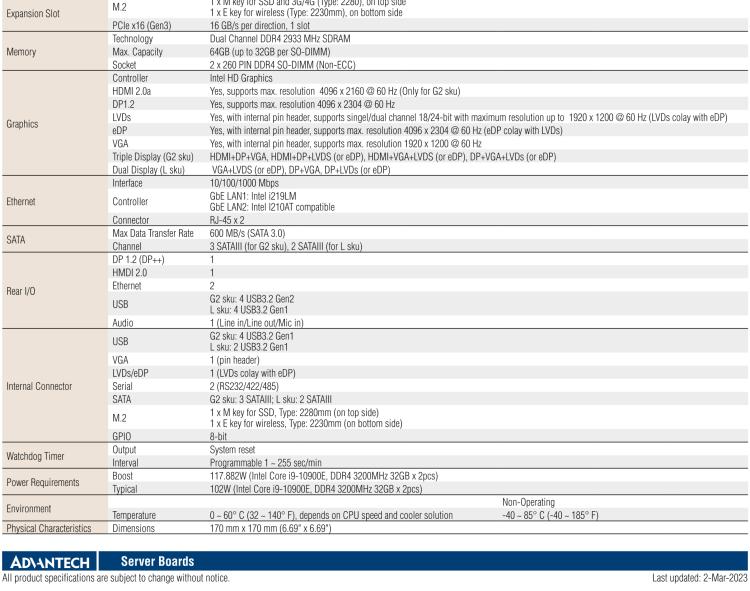 研華AIMB-277 適配Intel? 第10代 Core? i 系列處理器，搭載Q470E芯片組。性能強(qiáng)勁，適用于高端應(yīng)用領(lǐng)域。