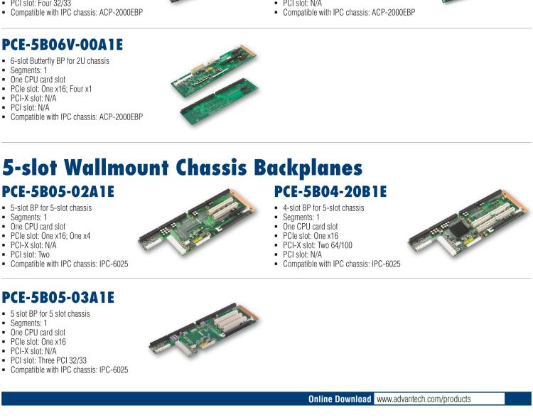 研華PCE-5B05V 5-slot Butterfly BP for 2U chassis