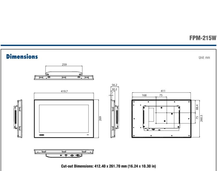 研華FPM-215W 15.6寸WXGA工業(yè)顯示器，支持多點(diǎn)觸控，支持 HDMI端口