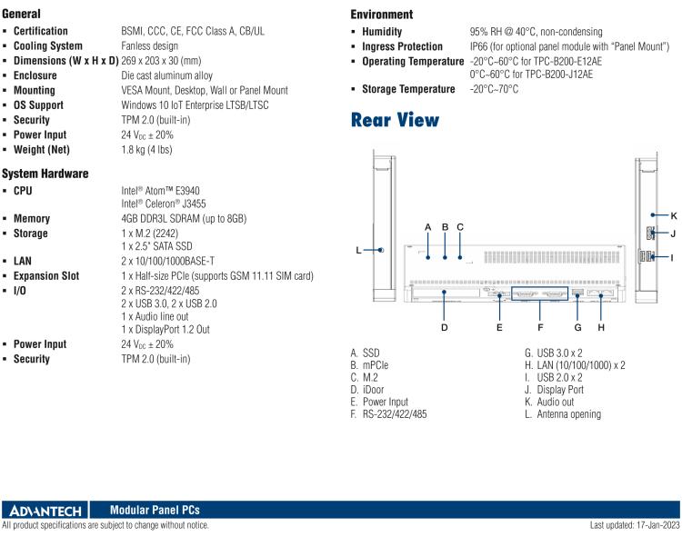 研華TPC-B200 采用Intel?Celeron?J3455處理器的主機(jī)模組