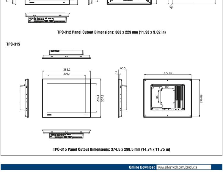 研華TPC-312 12.1" XGA TFT LED LCD工業(yè)平板電腦，搭載第八代Intel?Core?i3/ i5/ i7處理器，內(nèi)置8G DDR4 RAM