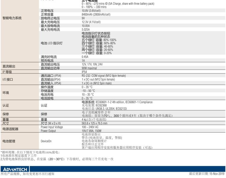 研華POC-IPSM90 270Wh 智能電源系統(tǒng)， 包含 3 × 90Wh 的鋰電子電池組