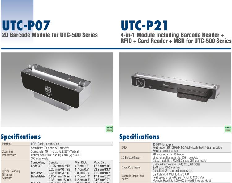 研華UTC-P06 智能卡讀卡器，適用于 UTC-515/520/532系列