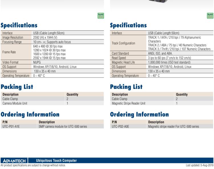 研華UTC-P03 RFID 讀卡器，適用于 UTC-515/520/532 系列