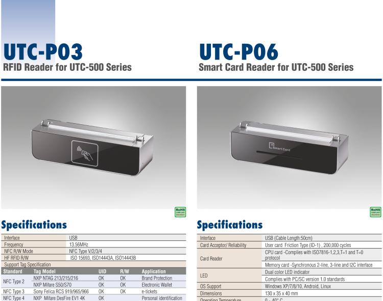 研華UTC-P03 RFID 讀卡器，適用于 UTC-515/520/532 系列