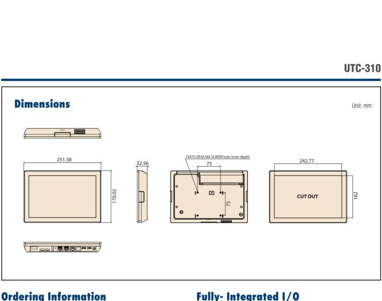 研華UTC-310G 10.1" 多功能觸控一體機(jī)，Intel? Celeron? N3350/Pentium? N4200 處理器