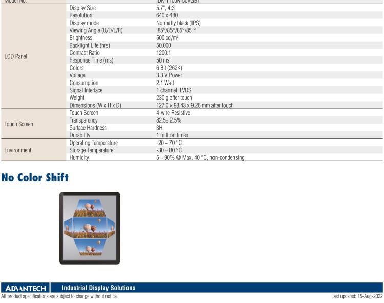 研華IDK-1105 5.7" VGA 工業(yè)顯示套件，帶觸摸屏解決方案和 LVDS 接口