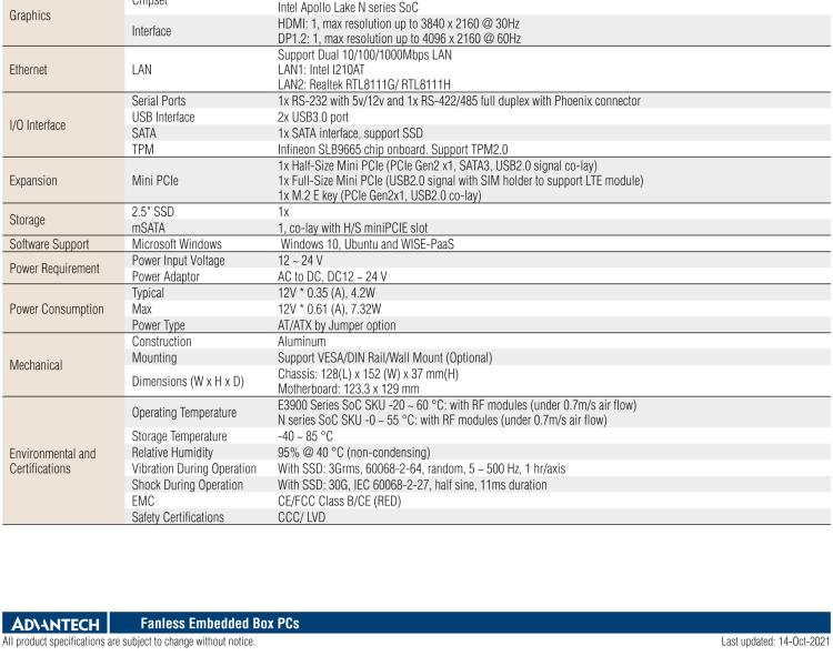 研華UTX-3117 低功耗，緊湊型，4G/WIFI/ BT/LoRa/NB IoT 物聯(lián)網邊緣智能網關